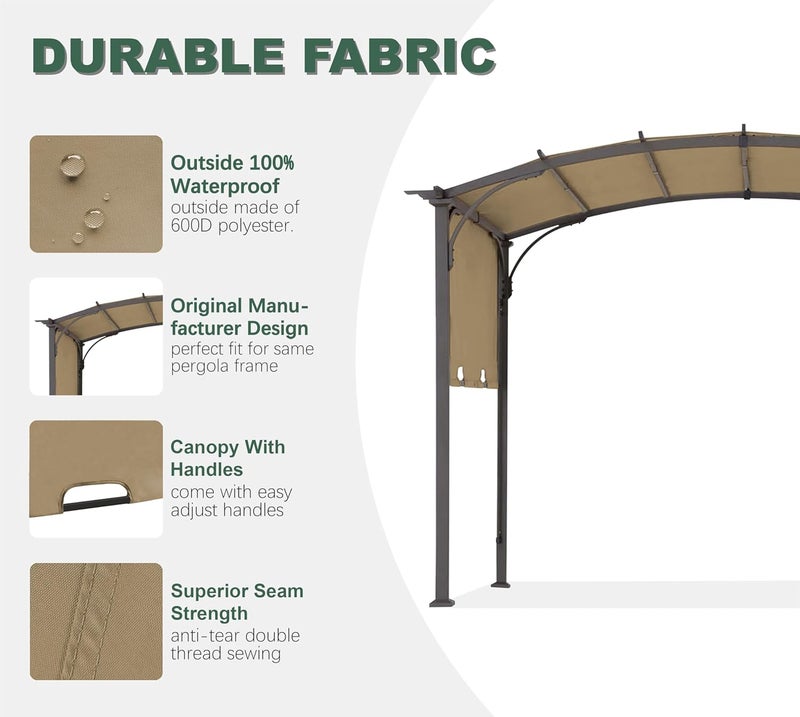 SCOMANAGE 85''x 208'' Universal Doubleton Steel Pergola Replacement Cover for Pergola L-PG080PST, (Khaki) - Image 3